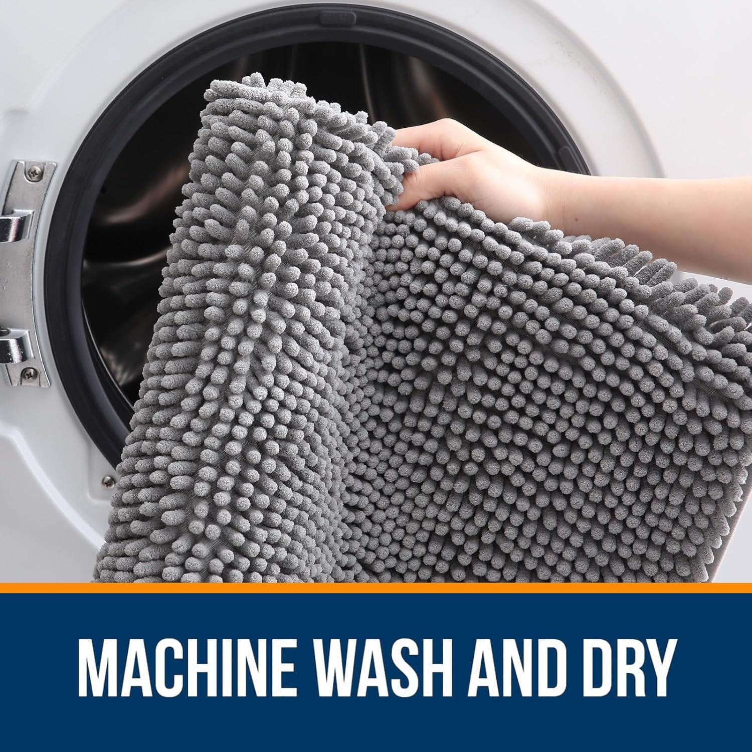 Bathroom Runner Rugs 70X24, Extra Soft Absorbent Chenille Bath Rugs, Rubber Backing Quick Dry, Machine Washable Long Bath Mats for Bathroom Floor, Tub and Shower, Home Decor Accessories, Grey