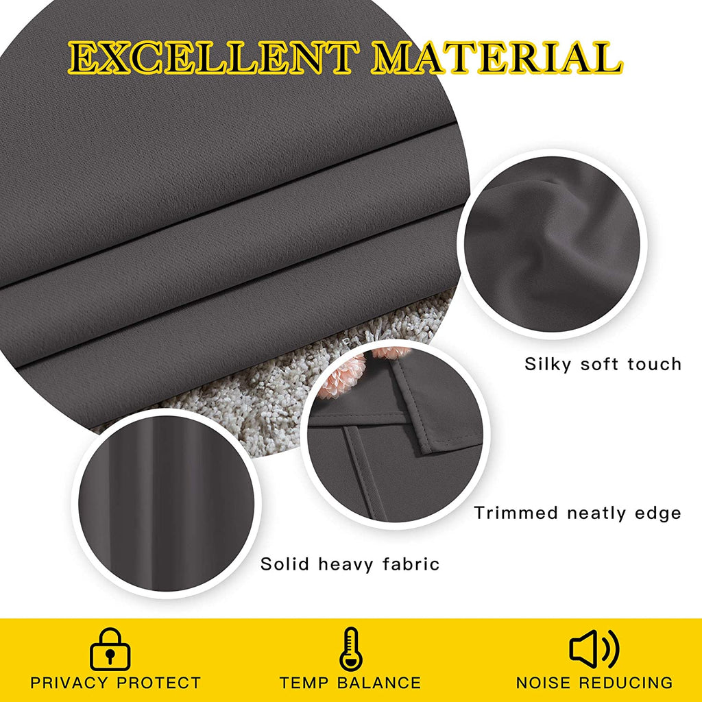 Gray Blackout Curtains for Bedroom 84 Inches Long - Thermal Drapes Grommet Room Darkening Light Blocking Curtains Window Treatments for Living Room (2 Panels, W52 X L84, Grey)