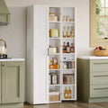IRONCK 72" Freestanding Kitchen Pantry Storage Cabinet, Cupboard with 2 Doors & 12 Hanging Shelves for Storage Organization in Dining Room, Living Room