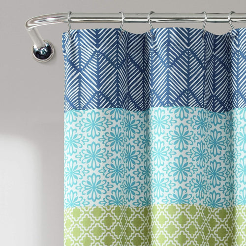 Bohemian Stripe Shower Curtain 72" W X 72" L Blue & Green - Bathroom Curtain - Striped Shower Curtain - Boho Decor - Fabric Shower Curtains