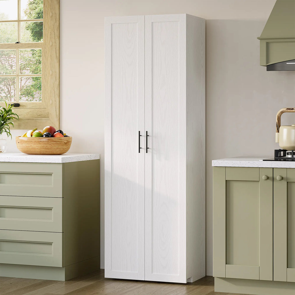 IRONCK 72" Freestanding Kitchen Pantry Storage Cabinet, Cupboard with 2 Doors & 12 Hanging Shelves for Storage Organization in Dining Room, Living Room
