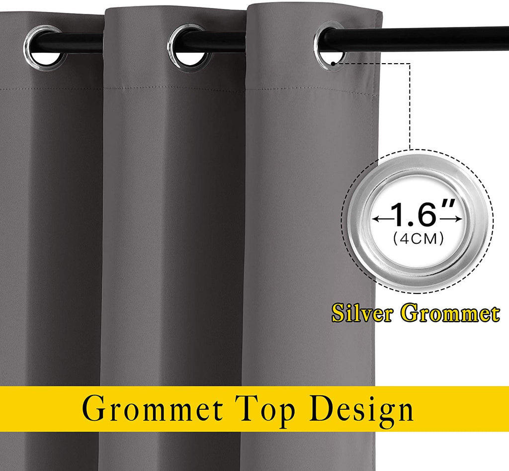 Gray Blackout Curtains for Bedroom 84 Inches Long - Thermal Drapes Grommet Room Darkening Light Blocking Curtains Window Treatments for Living Room (2 Panels, W52 X L84, Grey)